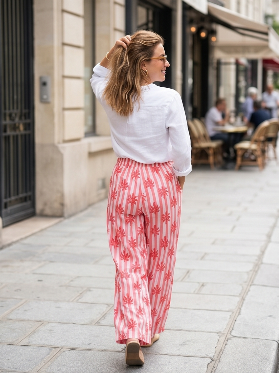 Pantalon Mia - Rayures Palmier