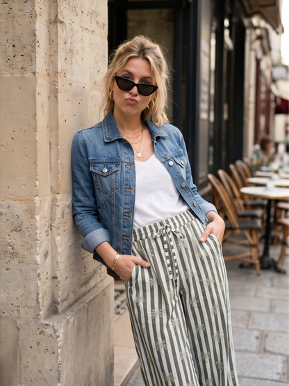Pantalon Mia - Rayures Palmier