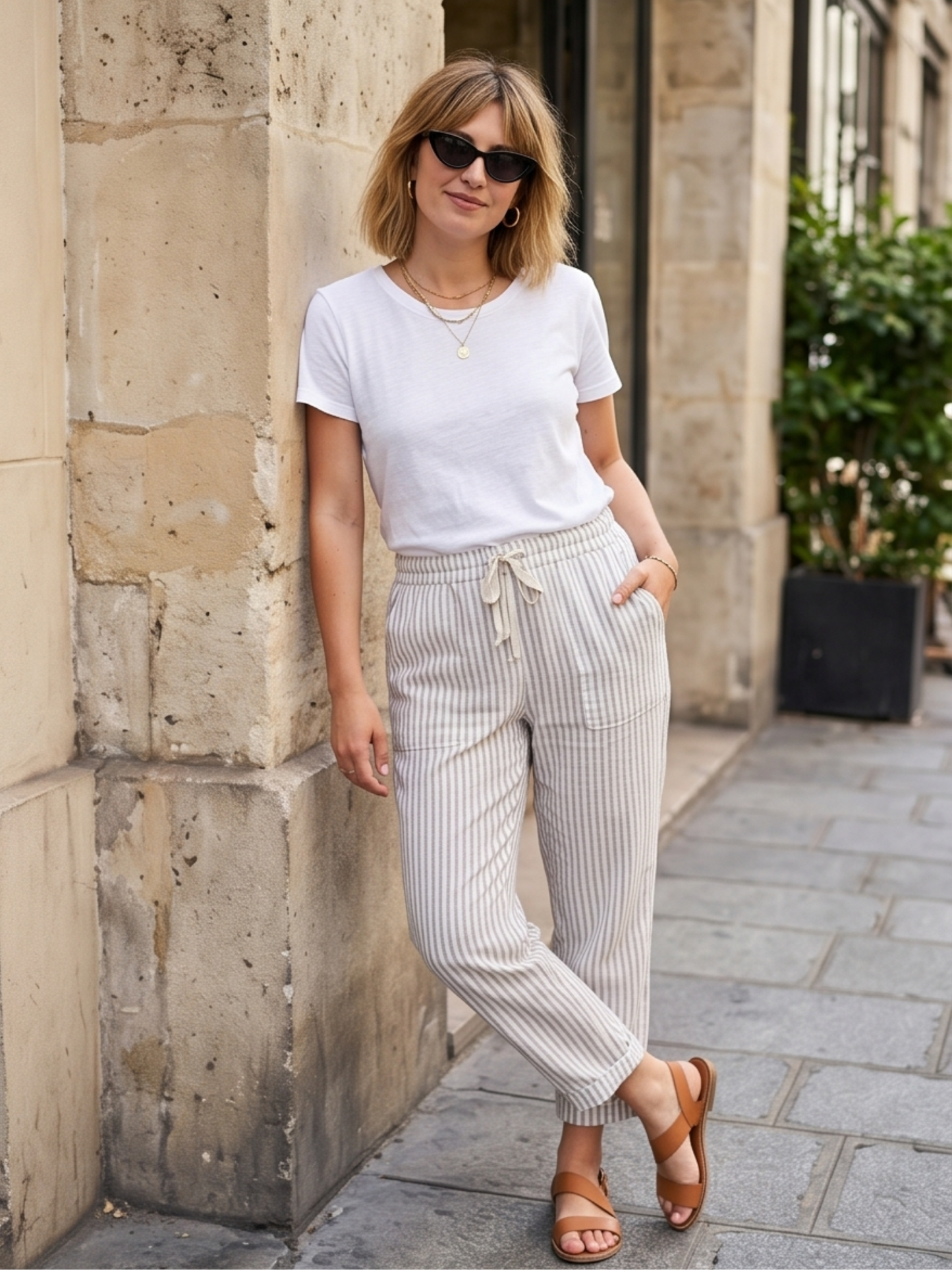 Pantalon Rayures Casual