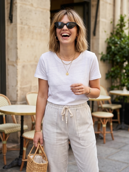 Pantalon Rayures Casual