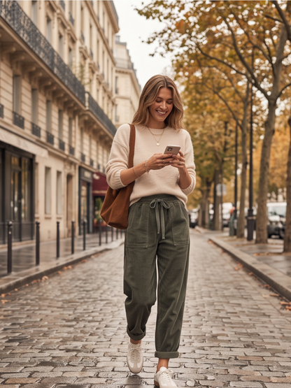 Pantalon Sidonie - Velours Côtelé Taille Élastiquée