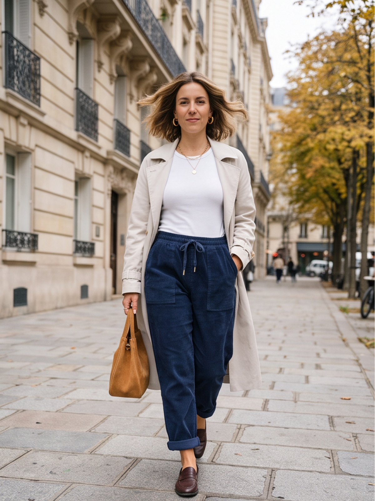 Pantalon Sidonie - Velours Côtelé Taille Élastiquée