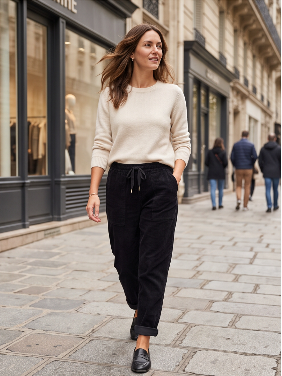 Pantalon Sidonie - Velours Côtelé Taille Élastiquée