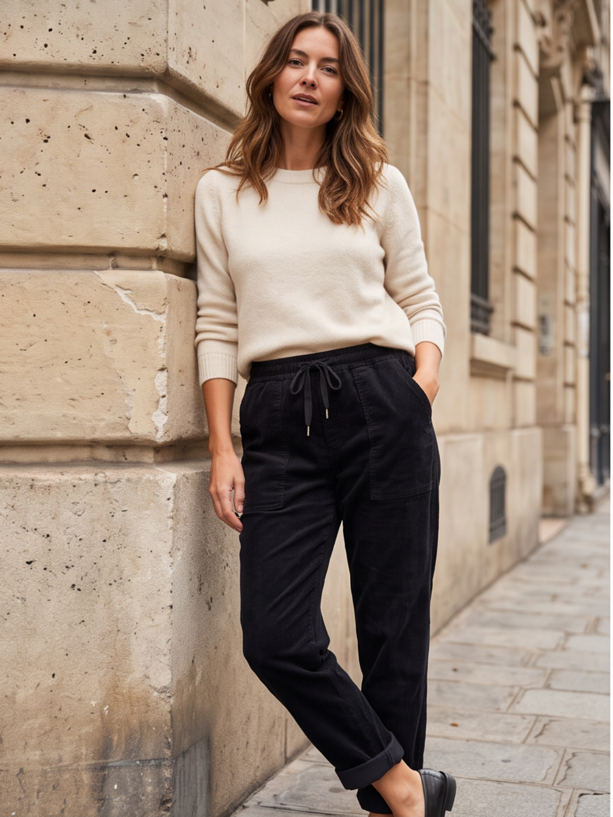 Pantalon Sidonie - Velours Côtelé Taille Élastiquée