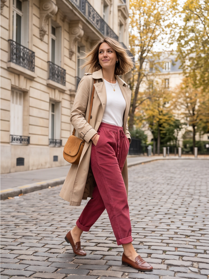 Pantalon Sidonie - Velours Côtelé Taille Élastiquée