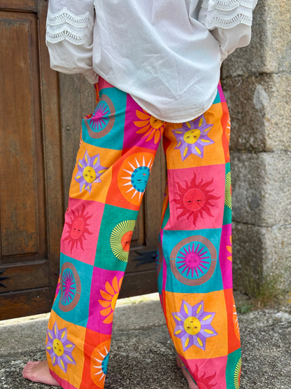 Pantalon ample imprimé soleil