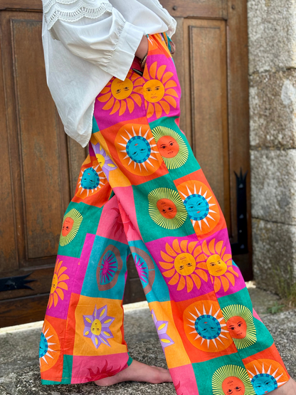 Pantalon ample imprimé soleil