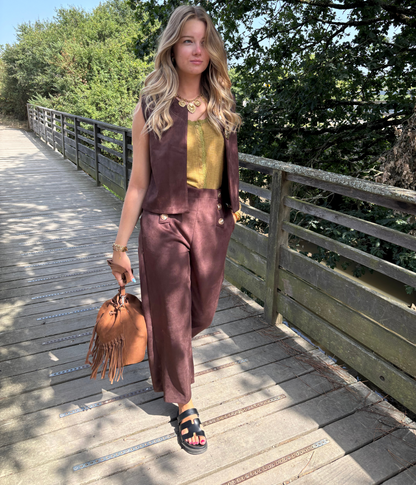 Pantalon Suédine Boutons