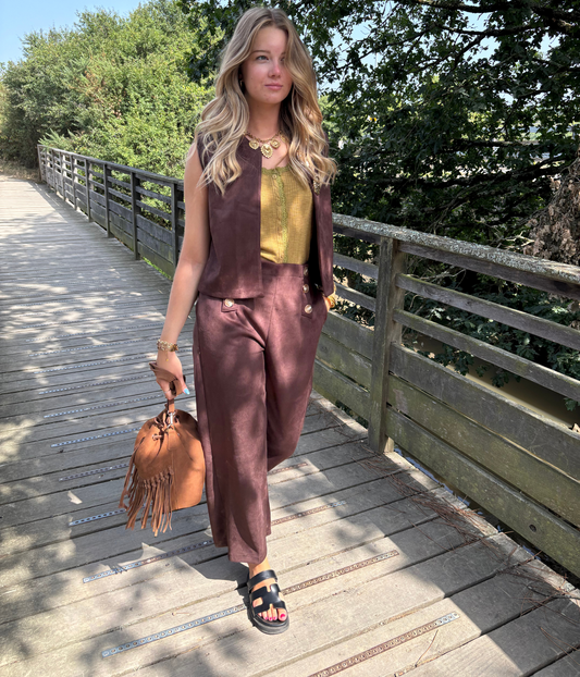 Pantalon Suédine Boutons