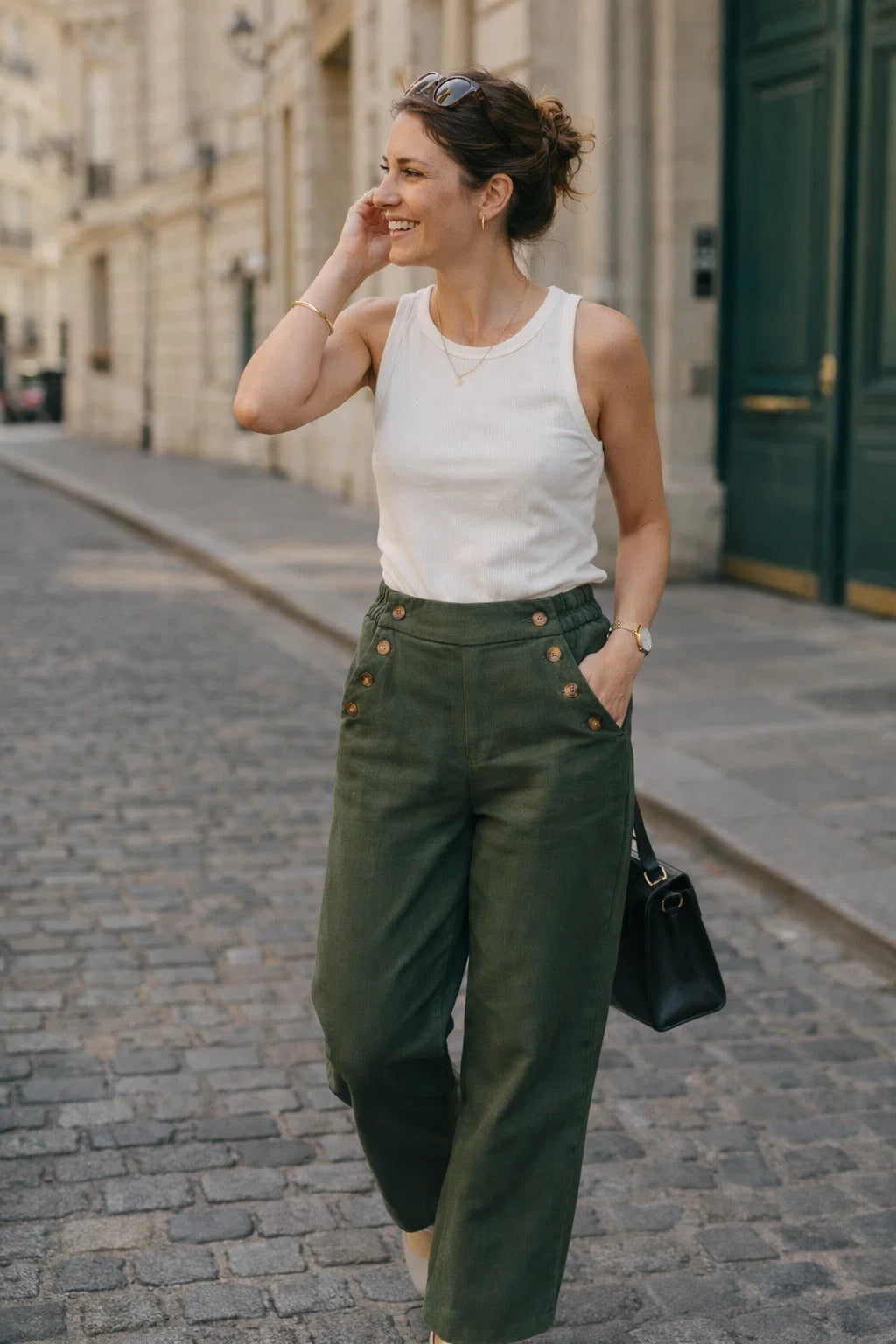 Pantalon Boutons Chic