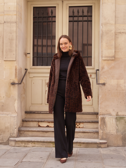 Parka 3/4 Imperméable Réversible Léopard - Laura Jo