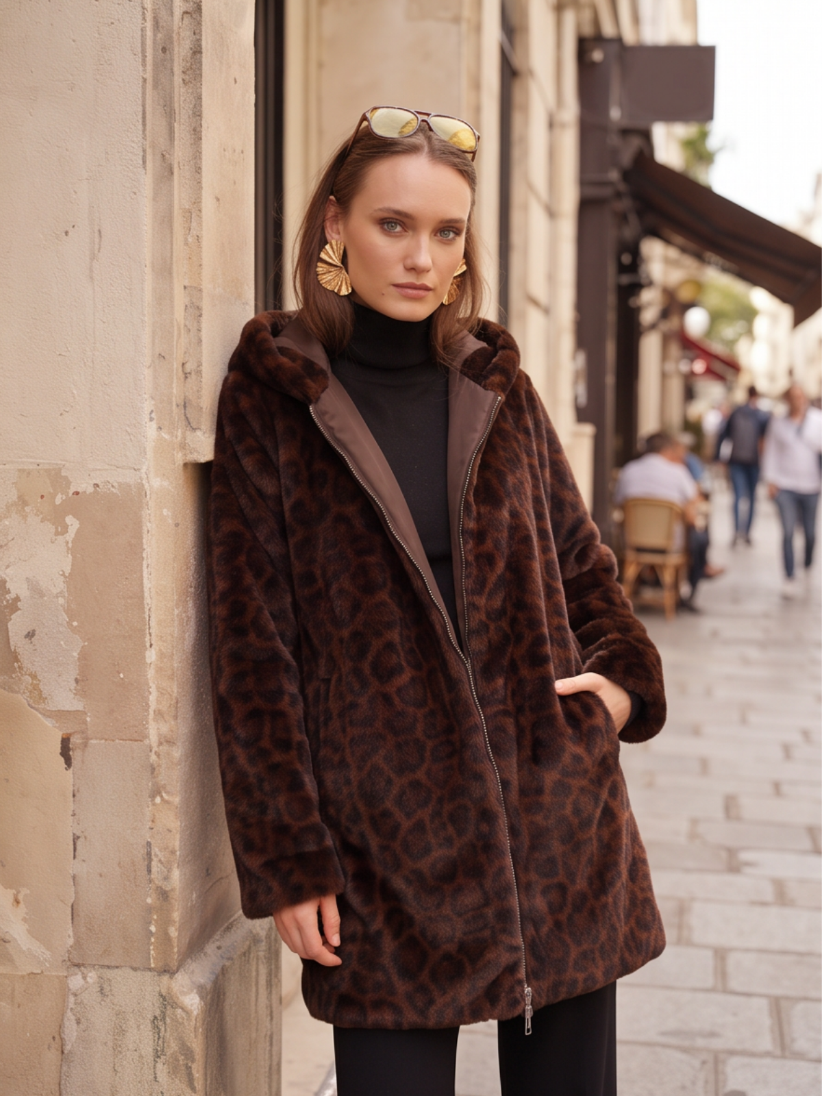 Parka 3/4 Imperméable Réversible Léopard - Laura Jo