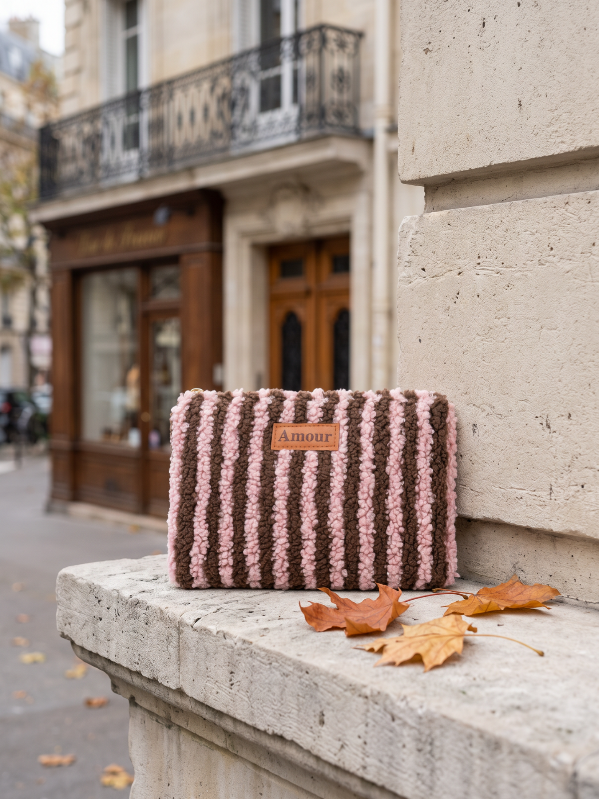 Pochette Amour - Rayée Rose