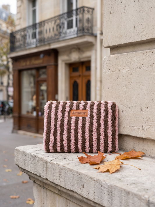 Pochette Amour - Rayée Rose