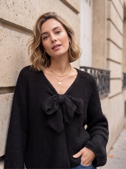 Pull Adèle - Laine Mélangée à Nœuds