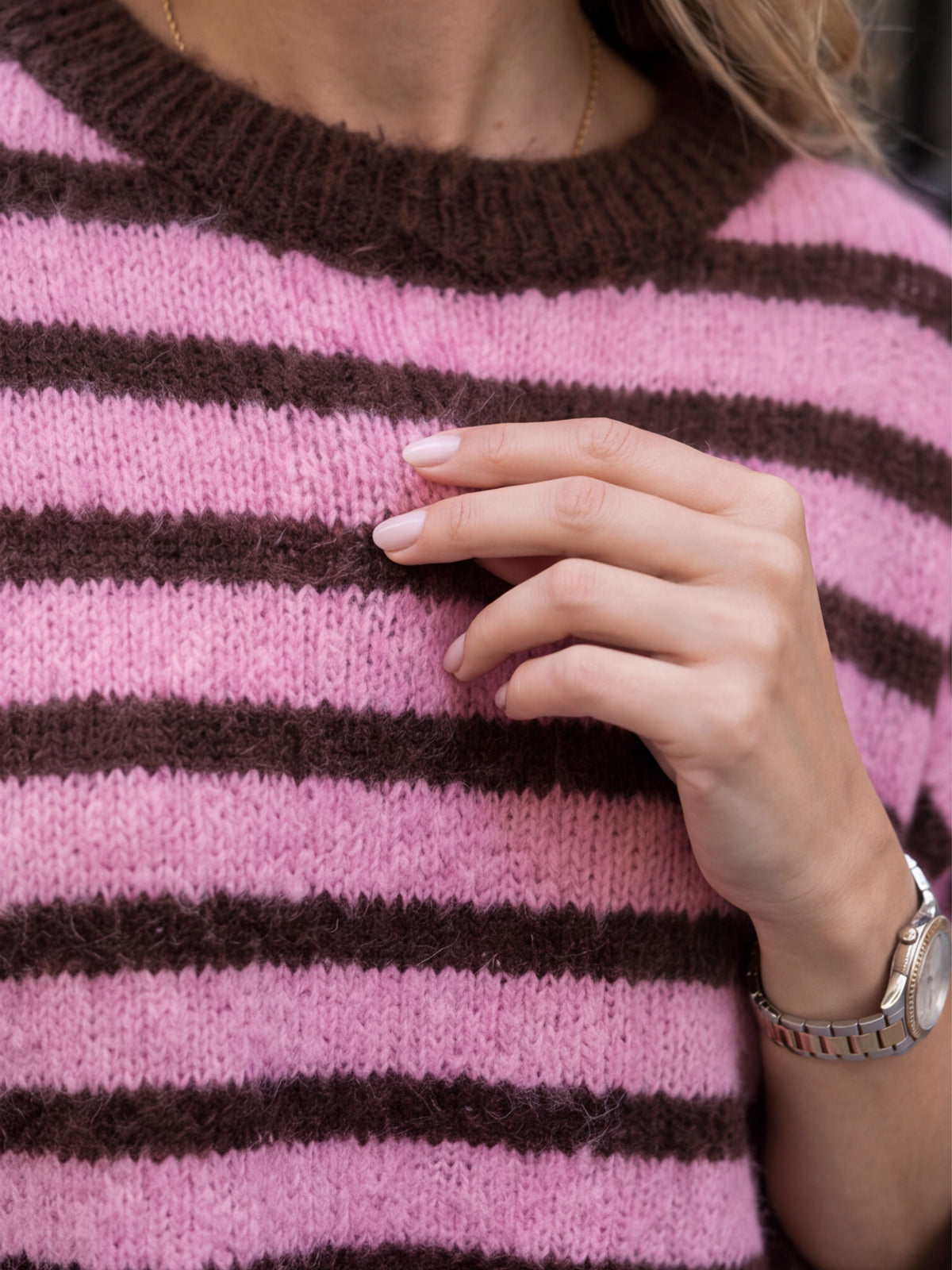 Pull Alice - Rayé Bordeaux Rose