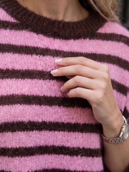 Pull Alice - Rayé Bordeaux Rose