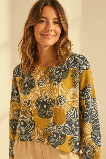 Pull Fleurs Rétro