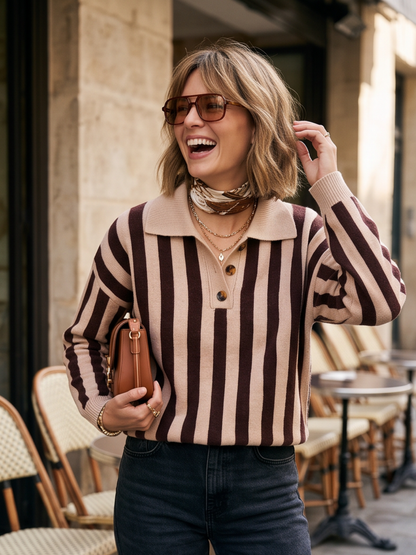 Pull Gaspardine - Polo Rayé
