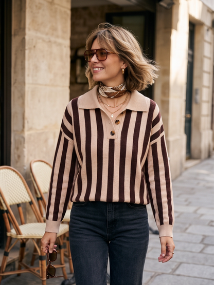 Pull Gaspardine - Polo Rayé
