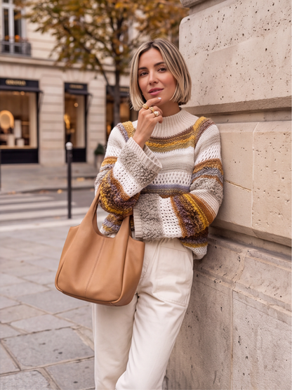 Pull Rosalie - Rayures et Relief Col Montant