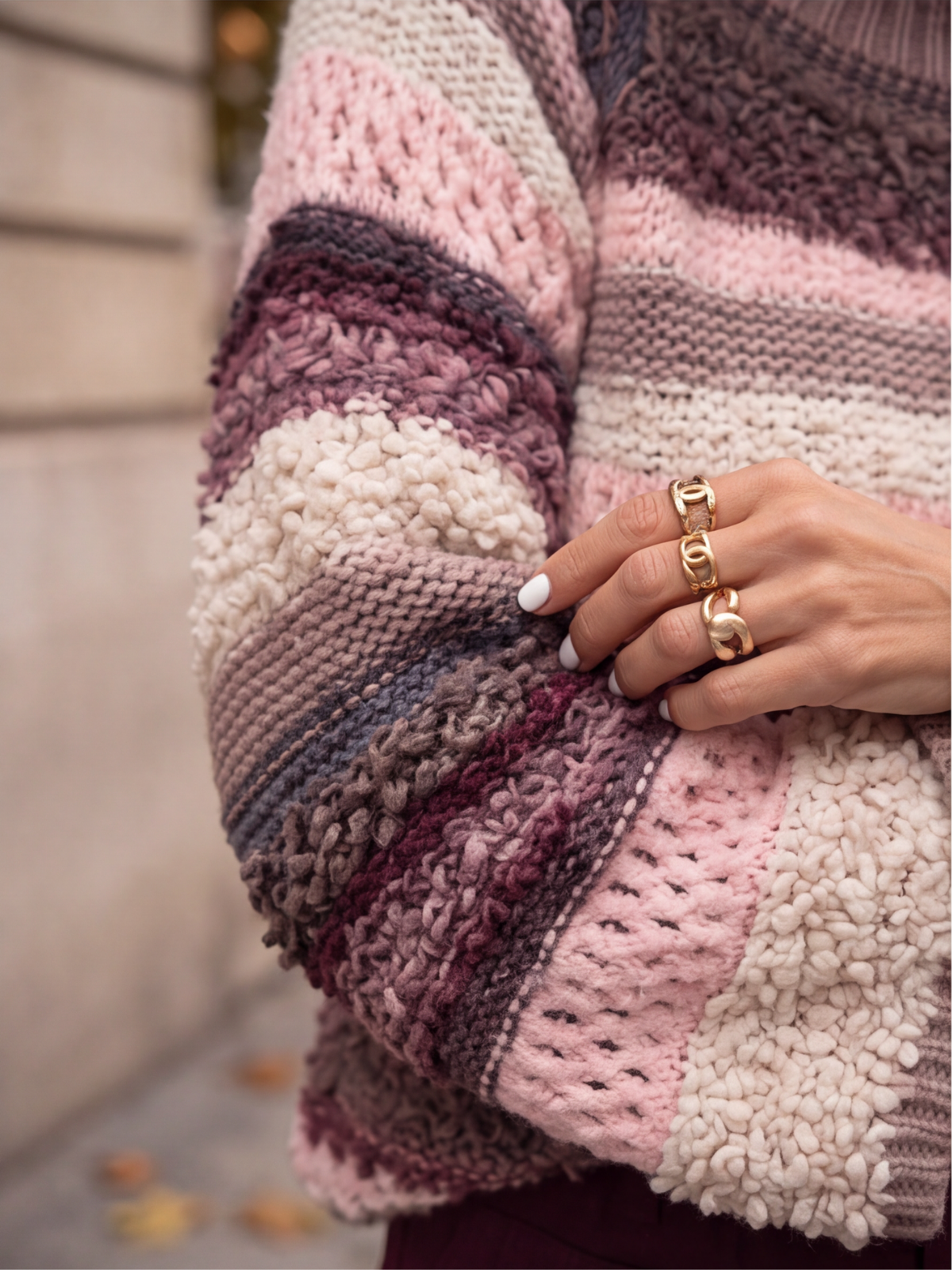 Pull Rosalie - Rayures et Relief Col Montant