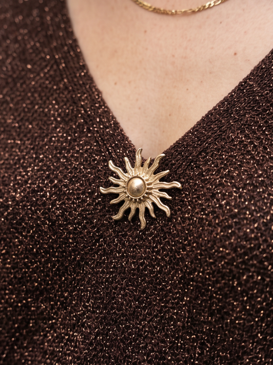 Pull Sarah + broche - Manches 7/8 Lurex