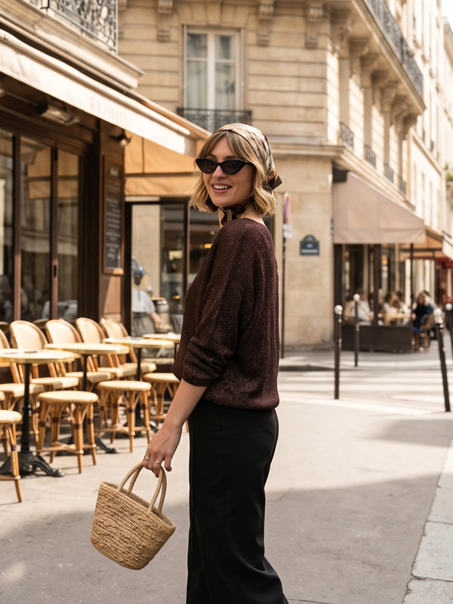 Pull Sarah + broche - Manches 7/8 Lurex