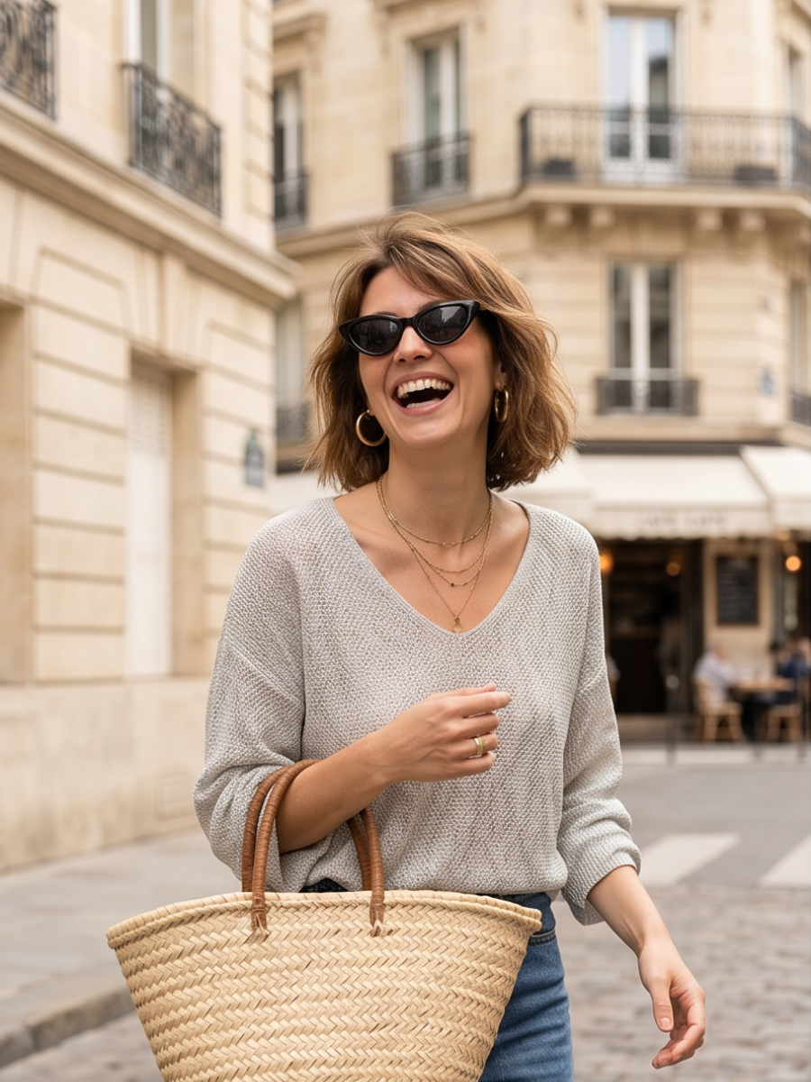Pull Sarah + broche - Manches 7/8 Lurex