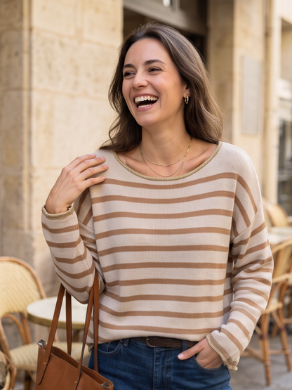 Pull Sixtine - Rayé Col Lamé