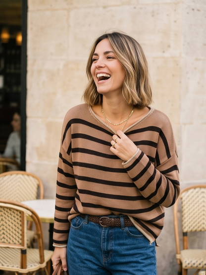 Pull Sixtine - Rayé Col Lamé