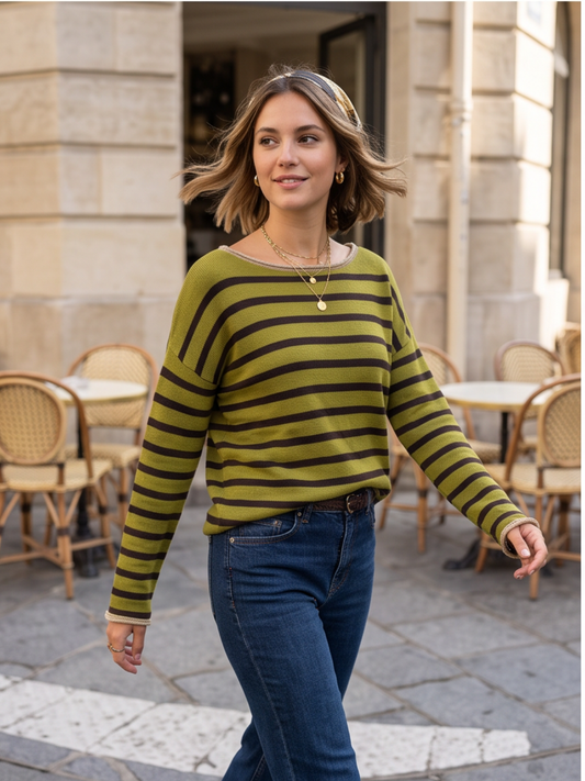 Pull Sixtine - Rayé Col Lamé