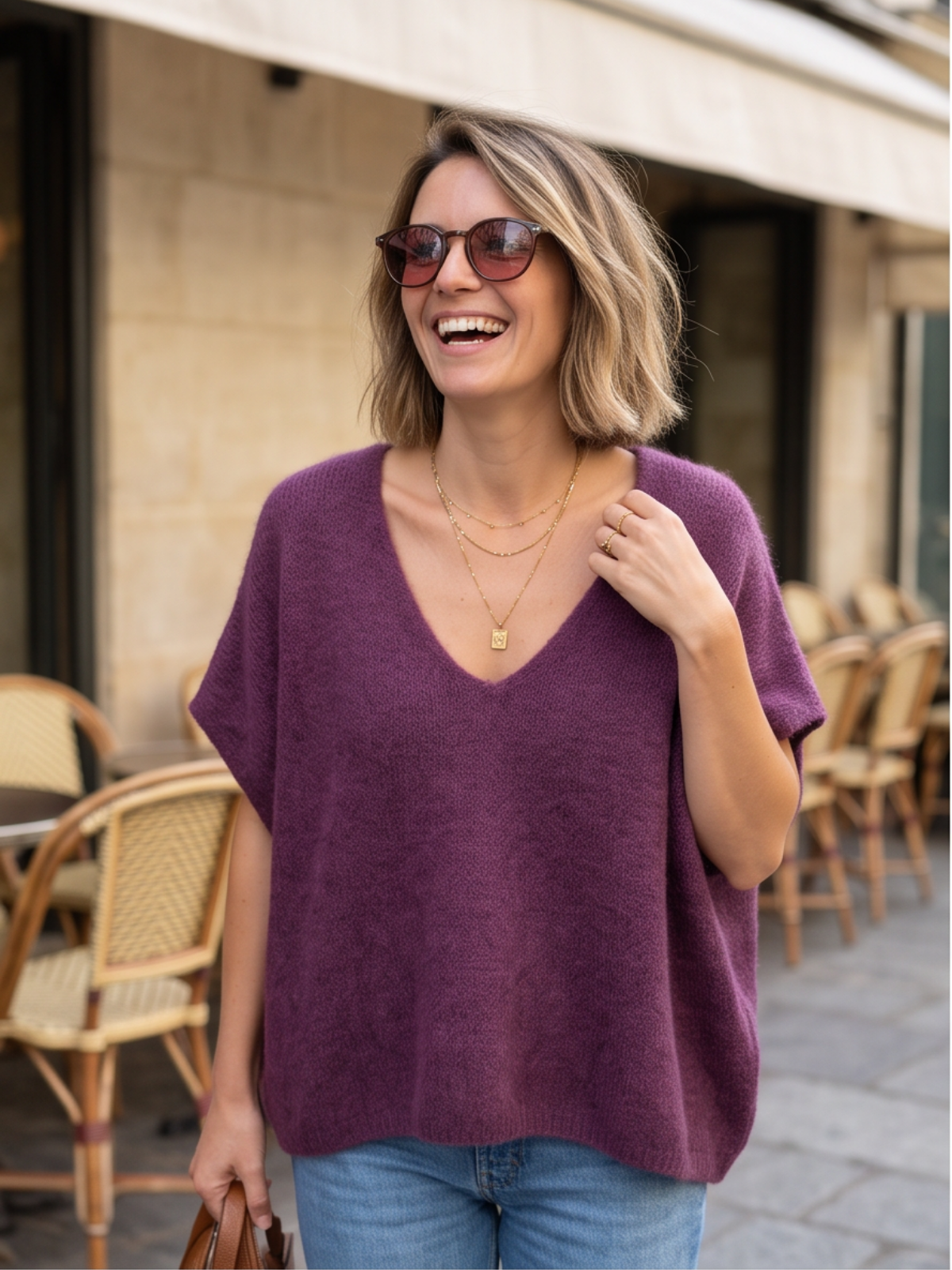 Pull cape Allegra - cape col v Mohair