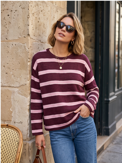 Pull Soizic - Rayé Dos Noué