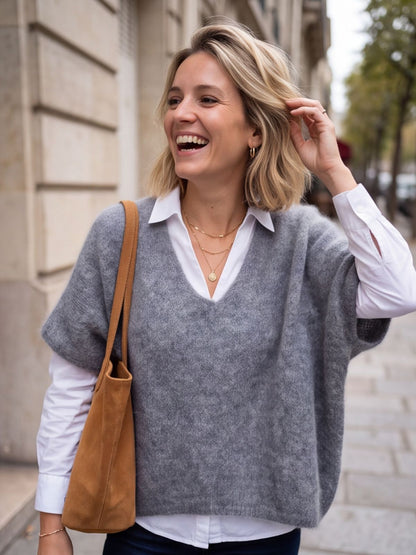 Pull cape Allegra - cape col v Mohair