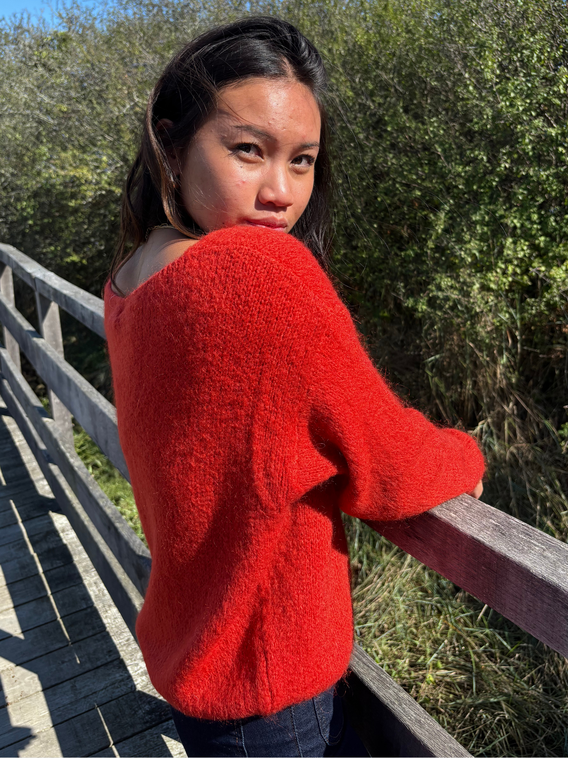 Pull en mohair mélangé col V