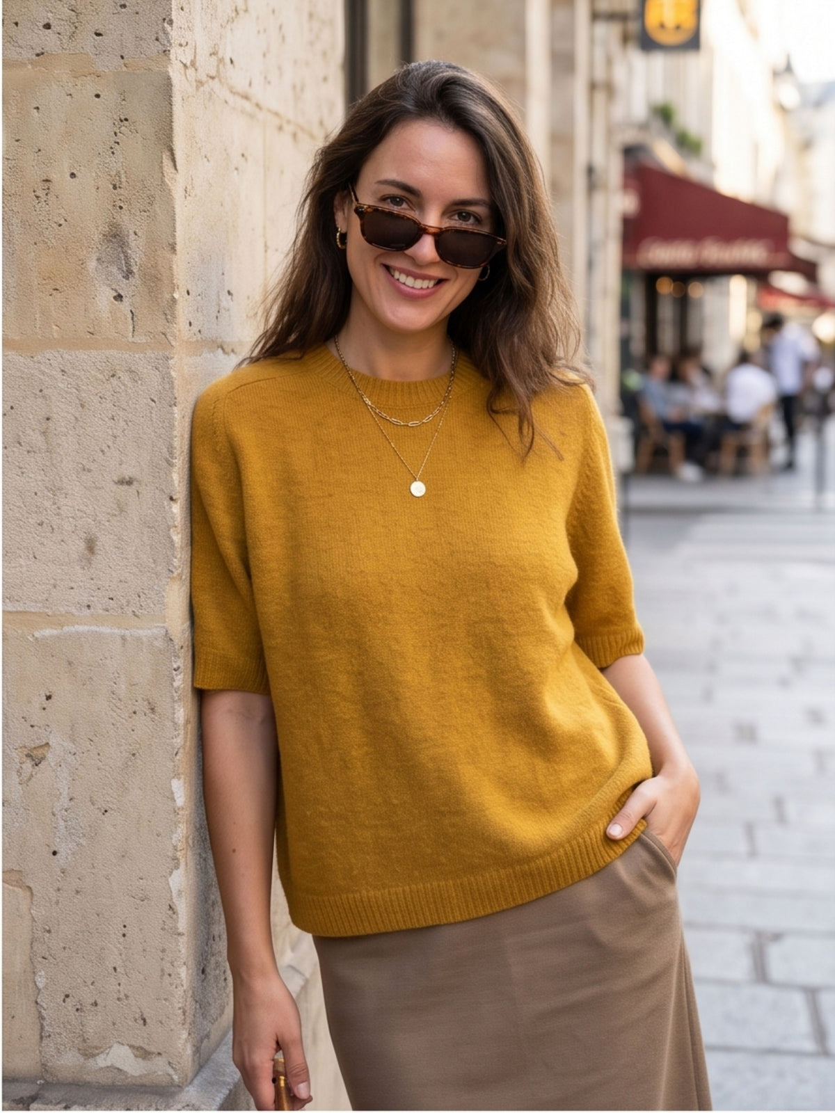 Pull manches courtes Alpaga