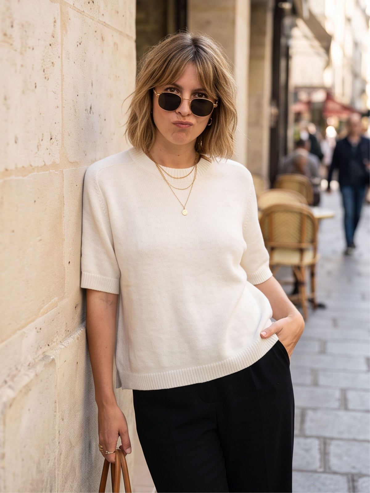 Pull manches courtes Alpaga