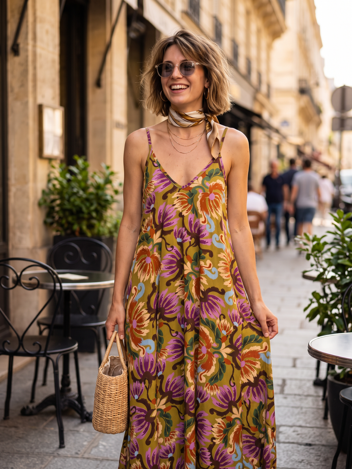 Robe Iris - Écru et Vert Anis