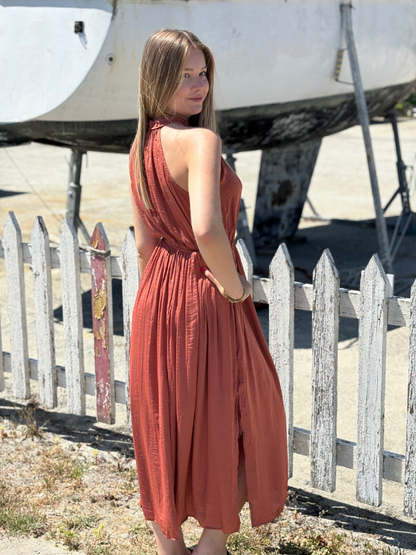 Robe Longue Fluide vieux rose