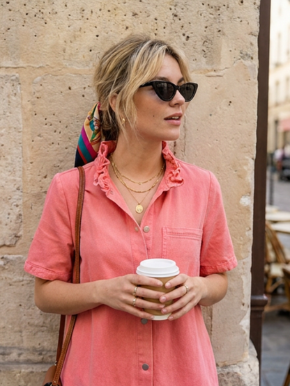 Robe Col Volants Coton