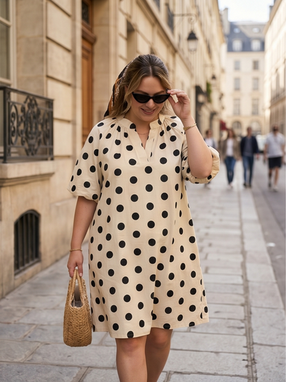 Robe Colette - Beige à pois