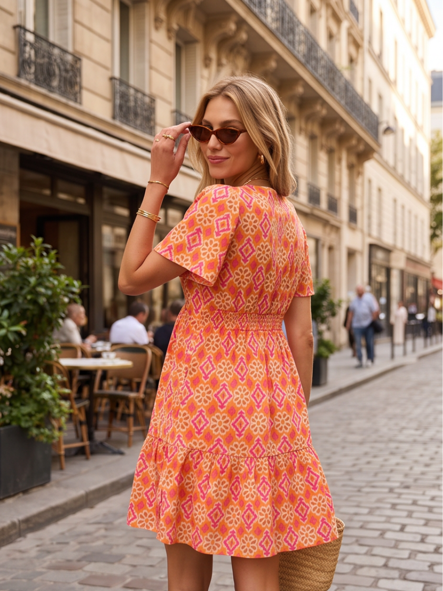 Robe Elena - Bohème corail