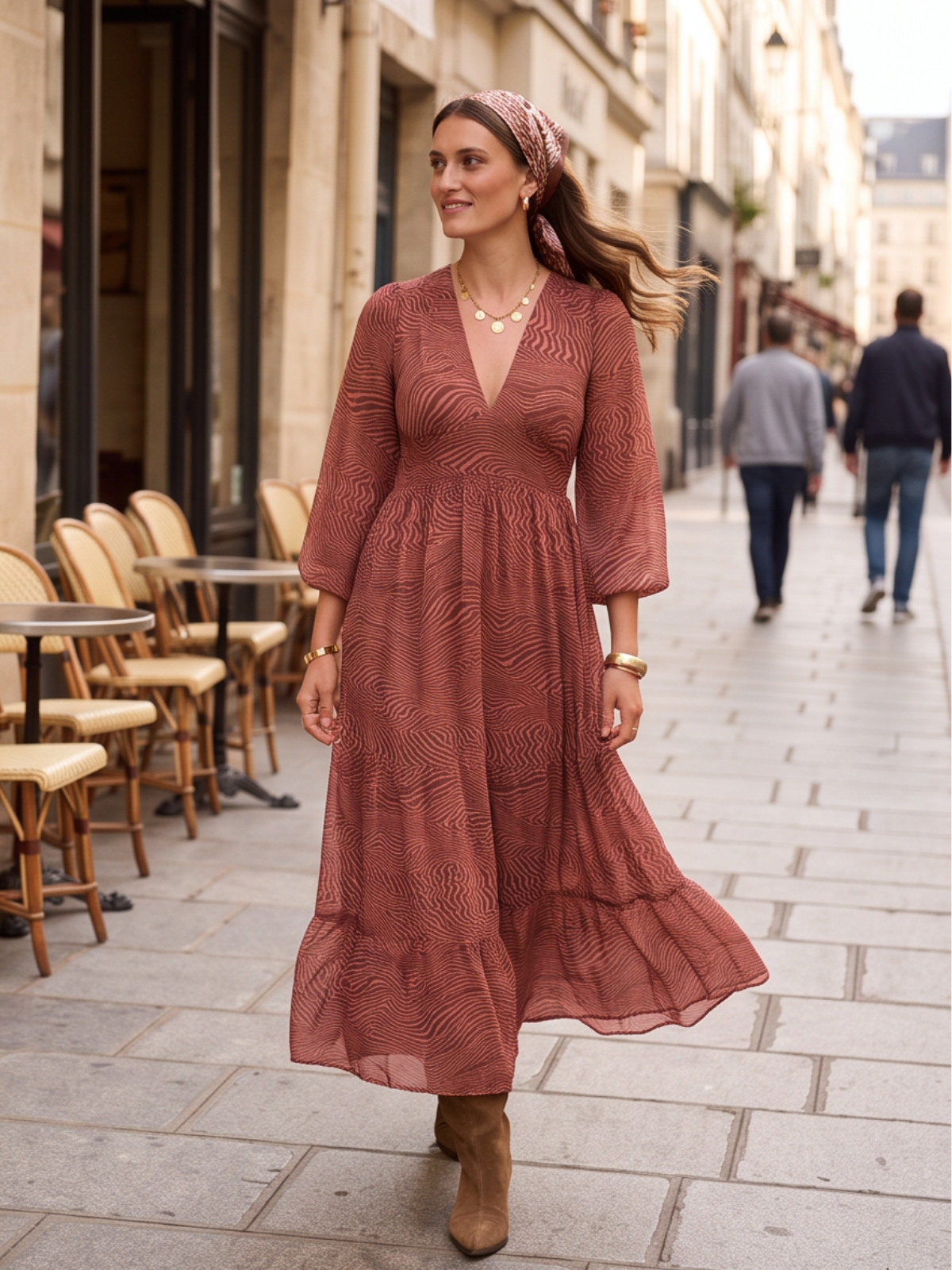 Robe Flavie - Zébrée Bordeaux