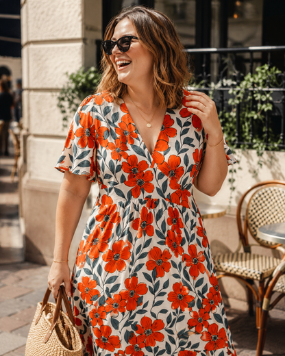 Robe Fleurie Rouge Grande Taille