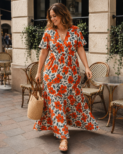 Robe Fleurie Rouge Grande Taille