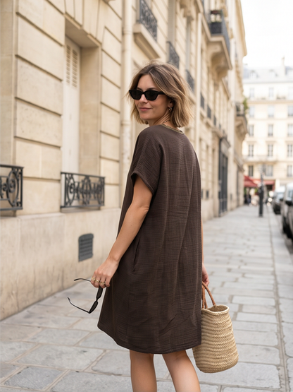 Robe Lena - Fluide gaze col lurex