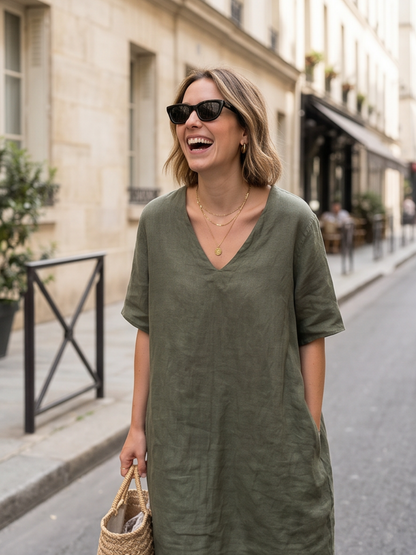 Robe Lin Bohème Poches