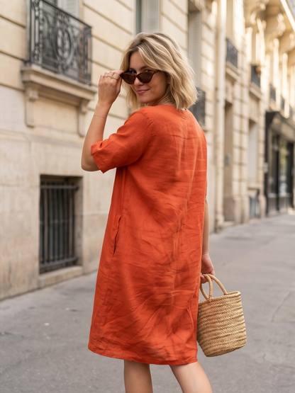 Robe Lin Bohème Poches