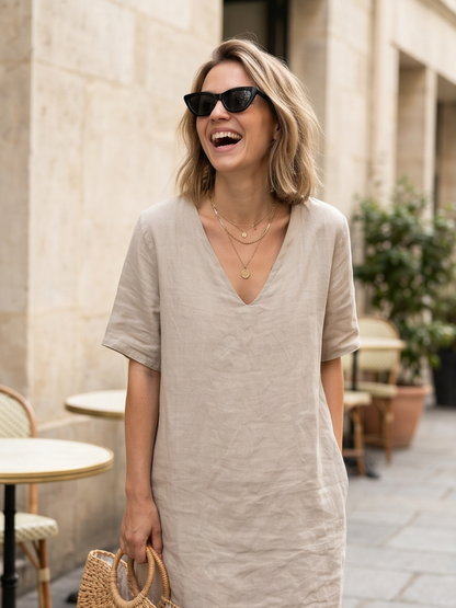 Robe Lin Bohème Poches